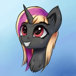 Size: 1024x1024 | Tagged: safe, artist:adagiostring, oc, oc only, changeling, bust, cute, portrait, solo