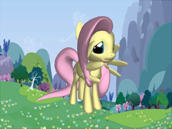 Size: 2000x1500 | Tagged: safe, artist:prismicdiamondart, derpibooru import, fluttershy, pegasus, pony, pony creator, 3d, female, mare, ponylumen, solo, tree