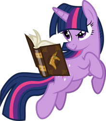 Size: 6000x6816 | Tagged: safe, artist:twilirity, twilight sparkle, unicorn twilight, pony, unicorn, .svg available, book, female, grin, mare, simple background, smiling, solo, transparent background, vector