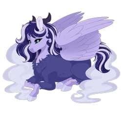 Size: 2700x2500 | Tagged: safe, artist:gigason, oc, oc only, oc:eternity, hybrid, pony, female, high res, mare, offspring, parent:lord tirek, parent:princess luna, prone, simple background, solo, transparent background