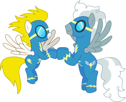 Size: 3694x3000 | Tagged: safe, artist:cloudyglow, silver lining, silver zoom, surprise, pony, clothes, simple background, solo, transparent background, uniform, vector, wonderbolts uniform