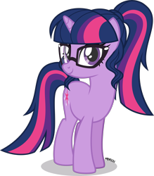 Size: 3498x4000 | Tagged: safe, artist:orin331, sci-twi, twilight sparkle, pony, unicorn, equestria girls, absurd resolution, cute, equestria girls ponified, female, glasses, mare, ponified, ponytail, simple background, solo, transparent background, twiabetes, unicorn sci-twi