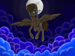 Size: 1280x960 | Tagged: safe, artist:rainbowmoron, oc, pegasus, pony, cloud, digital art, night, solo