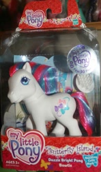Size: 583x986 | Tagged: safe, photographer:lilcricketnoise, bowtie (g3), g3, brush, dazzle bright pony, packaging, toy