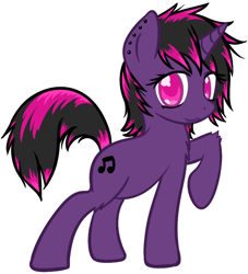 Size: 776x856 | Tagged: safe, artist:homumu, oc, oc only, pony, unicorn, horn, messy mane, music notes, raised hoof, simple background, solo, unicorn oc, white background