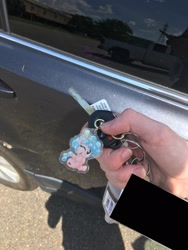 Size: 1575x2100 | Tagged: safe, artist:aleximusprime, cozy glow, human, pegasus, pony, car, car keys, cozybetes, cute, female, filly, hand, hdr, irl, key, photo