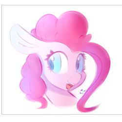 Size: 1000x1000 | Tagged: safe, artist:silshadnic, derpibooru import, pinkie pie, earth pony, pony, bust, colored pupils, cute, diapinkes, female, mare, open mouth, portrait, simple background, solo, white background