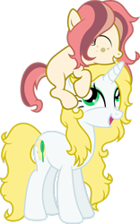 Size: 1935x3100 | Tagged: safe, artist:fuzzybrushy, oc, oc only, oc:fuzzy brushy, oc:jeanette, earth pony, unicorn, cute, female, filly, simple background, transparent background