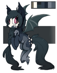 Size: 800x1018 | Tagged: safe, artist:glitterring, oc, oc only, bat pony, pony, bat pony oc, bat wings, braid, face paint, fangs, female, flying, hoof fluff, mare, reference sheet, simple background, skull, slit eyes, smiling, solo, transparent background, wings