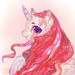 Size: 1280x1280 | Tagged: safe, artist:lloline, oc, oc only, pony, unicorn, bust, horn, smiling, solo, unicorn oc