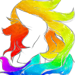 Size: 2000x2000 | Tagged: safe, artist:prismicdiamondart, oc, oc only, oc:prismatic spectrum rainbow, earth pony, pony, bust, earth pony oc, eyes closed, female, mare, multicolored hair, rainbow hair, simple background, solo, white background