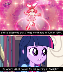 Size: 1280x1440 | Tagged: safe, artist:mega-poneo, edit, edited screencap, screencap, human, equestria girls, equestria girls (movie), anime, comic, crossover, dialogue, female, jewelpet, magic, ruby (jewelpet), sanrio, screencap comic, sega