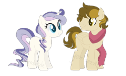 Size: 766x459 | Tagged: safe, artist:yourrdazzle, oc, oc only, pegasus, pony, unicorn, clothes, female, male, mare, offspring, parent:derpy hooves, parent:doctor whooves, parent:prince blueblood, parent:rarity, parents:doctorderpy, parents:rariblood, scarf, simple background, stallion, transparent background