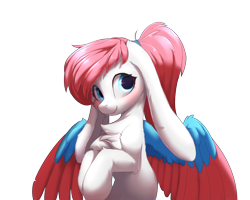 Size: 1280x1024 | Tagged: safe, artist:silver fox, oc, oc only, pegasus, pony, bunny ears, chest fluff, colored wings, simple background, solo, transparent background, wings