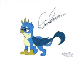 Size: 1011x791 | Tagged: safe, artist:writepillar, gallus, griffon, animation cel, gavin langelo, male, signature, simple background, smug, standing, white background