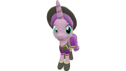 Size: 1280x720 | Tagged: safe, artist:topsangtheman, amethyst star, sparkler, pony, unicorn, 3d, clothes, hat, looking at you, simple background, solo, source filmmaker, transparent background, uniform