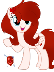 Size: 1736x2312 | Tagged: safe, artist:circuspaparazzi5678, oc, oc:comedian surprise, pegasus, pony, base used, bow, next generation, parent:breanna, parent:circus paparazzi, redesign, shipping, smiling, solo