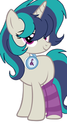 Size: 1736x3216 | Tagged: safe, artist:circuspaparazzi5678, oc, oc:elastic cannon, pony, unicorn, base used, clothes, female, headphones, magical lesbian spawn, mare, next generation, offspring, parent:octavia melody, parent:vinyl scratch, parents:scratchtavia, redesign, shipping, simple background, socks, solo, striped socks, transparent background