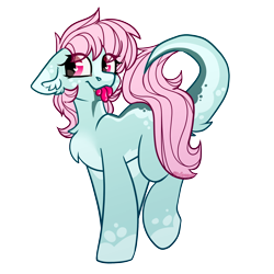 Size: 2000x2000 | Tagged: safe, artist:spoopygander, oc, oc only, oc:scoops, monster pony, original species, pony, tatzlpony, coat markings, cute, female, freckles, heart eyes, mare, simple background, smiling, solo, tongue out, transparent background, wingding eyes