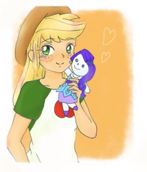 Size: 869x1013 | Tagged: safe, artist:suke2242, applejack, rarity, equestria girls, doll, implied lesbian, implied rarijack, implied shipping, toy