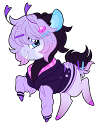 Size: 1024x1254 | Tagged: safe, artist:azure-art-wave, oc, oc:xei, earth pony, pony, antennae, chibi, clothes, hoodie, simple background, solo, transparent background