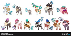 Size: 800x409 | Tagged: safe, artist:lindsay towns, artist:mane6, pomfy, stronghoof hoofstrong, deer, reindeer, winter sprite, them's fightin' herds, antlers, background character, community related, fluffy, official art, simple background, white background