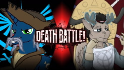 Size: 1280x720 | Tagged: safe, oc, oc:dainn, oc:jack silver, anthro, unicorn, caribou, death battle, exploitable meme, hat, meme, pirate, pirate hat