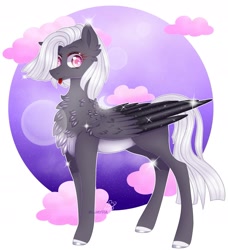 Size: 1705x1866 | Tagged: safe, artist:blumydia, oc, pegasus, pony, female, mare, solo, tongue out, two toned wings, wings