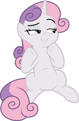 Size: 3000x4614 | Tagged: safe, artist:sollace, sweetie belle, pony, unicorn, growing up is hard to do, .svg available, belly, lidded eyes, older, older sweetie belle, raised eyebrow, raised hoof, simple background, sitting, smiling, smirk, solo, transparent background, vector