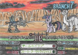 Size: 2337x1660 | Tagged: safe, artist:cybertronianbrony, twilight sparkle, twilight sparkle (alicorn), alicorn, changeling, crossover, don bluth, japanese, littlefoot, mountain, namco x capcom, playstation 2, sunset, tactics rpg, the land before time