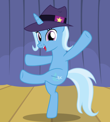 Size: 1762x1953 | Tagged: safe, artist:badumsquish, derpibooru exclusive, trixie, pony, unicorn, too many pinkie pies, bipedal, can can, can-can, clone, clothes, cutie mark, dancing, equestria girls ponified, fedora, female, hat, high kick, implied mirror pool, kick, kicking, looking at you, mare, ponified, radio city rockettes, show accurate, stage