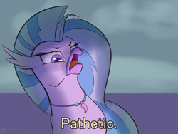 Size: 2000x1500 | Tagged: safe, artist:aterhut, silverstream, classical hippogriff, hippogriff, cute, dark, diastreamies, female, meme, pathetic, ponified meme, solo, text