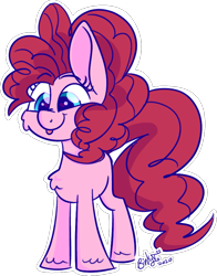 Size: 761x973 | Tagged: safe, artist:binkyt11, derpibooru exclusive, derpibooru import, pinkie pie, earth pony, pony, :p, cheek fluff, chest fluff, cute, diapinkes, female, mare, outline, simple background, smiling, solo, tongue out, transparent background