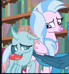 Size: 330x353 | Tagged: safe, screencap, gallus, ocellus, silverstream, what lies beneath, cropped, cute, diaocelles, diastreamies, looking down