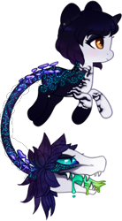 Size: 216x391 | Tagged: safe, alternate version, artist:glitterring, oc, oc only, monster pony, original species, plant pony, augmented tail, cow plant pony, drool, ear fluff, fangs, hoof fluff, horn, mushroom, open mouth, plant, simple background, slit eyes, smiling, starry hair, tongue out, transparent background