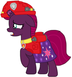Size: 950x1007 | Tagged: safe, artist:徐詩珮, fizzlepop berrytwist, tempest shadow, pony, unicorn, series:sprglitemplight diary, series:sprglitemplight life jacket days, series:springshadowdrops diary, series:springshadowdrops life jacket days, alternate universe, base used, clothes, cute, marshall (paw patrol), paw patrol, simple background, transparent background