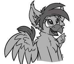 Size: 1884x1643 | Tagged: safe, artist:moemneop, oc, oc:mavi, griffon, bust, female, monochrome, portrait, simple background, solo, transparent background