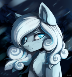 Size: 3000x3204 | Tagged: safe, artist:ritter, oc, oc only, oc:snowdrop, pegasus, pony, avatar, bust, chest fluff, ear fluff, female, looking at you, mare, night, older, snow, snowfall, solo, windswept mane, winter
