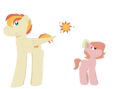 Size: 1280x905 | Tagged: safe, artist:meiodrama, oc, oc only, bat pony, earth pony, pegasus, pony, bow, brother and sister, colt, fangs, female, filly, hair bow, male, offspring, parent:big macintosh, parent:fluttershy, parents:fluttermac, siblings, simple background, transparent background, wingless, wingless bat pony