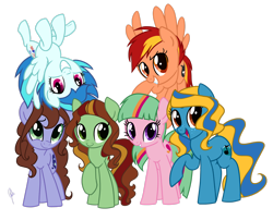 Size: 2722x2203 | Tagged: safe, artist:zoidledoidle, oc, oc only, earth pony, pegasus, pony, unicorn, grin, simple background, smiling, transparent background, upside down