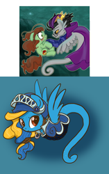 Size: 1440x2296 | Tagged: safe, artist:zoidledoidle, oc, earth pony, pegasus, pony, sea pony, angry, homestuck, scrunchy face, shell