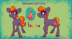 Size: 2048x1121 | Tagged: safe, artist:lilsunshinesam, oc, oc only, oc:brewing bottles, earth pony, pony, solo