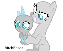 Size: 889x720 | Tagged: safe, artist:kingbases, oc, earth pony, pony, unicorn, baby, baby pony, base, duo, earth pony oc, eyelashes, grin, holding a pony, horn, simple background, smiling, transparent background, unicorn oc, wide eyes