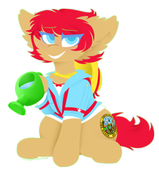 Size: 3552x3828 | Tagged: safe, artist:vanillaswirl6, oc, oc only, oc:idaho, pony, hat, idaho, male, simple background, straw hat, suspenders, transparent background, vanillaswirl6's state ponies, watering can