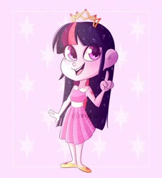 Size: 1600x1760 | Tagged: safe, artist:angie5174, twilight sparkle, twilight sparkle (alicorn), alicorn, equestria girls, clothes, crown, cute, cutie mark, dress, female, jewelry, raised finger, regalia, shoes, solo, twiabetes