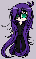 Size: 571x942 | Tagged: safe, artist:homumu, oc, oc:andromeda, human, clothes, female, hair over one eye, humanized, messy mane, simple background, solo