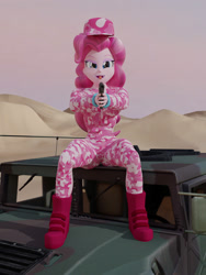 Size: 1500x2000 | Tagged: safe, artist:bluest, pinkie pie, equestria girls, 3d, camouflage, weapon