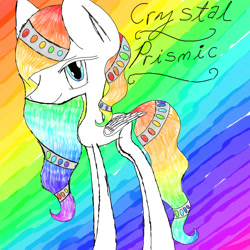 Size: 2000x2000 | Tagged: safe, artist:prismicdiamondart, oc, oc only, oc:prismatic spectrum rainbow, pegasus, pony, abstract background, female, mare, multicolored hair, pegasus oc, rainbow hair, solo, wings