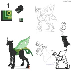 Size: 1280x1280 | Tagged: safe, artist:anelaponela, oc, changeling, changeling queen, changeling queen oc, female, green changeling, redesign, reference sheet