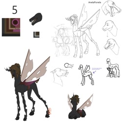 Size: 1024x1024 | Tagged: safe, artist:anelaponela, oc, changeling, changeling queen, brown changeling, changeling queen oc, female, redesign, reference sheet